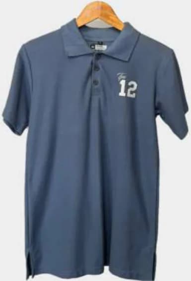 Polo shirt biru abu Anggota TPS, CVC Pique dengan bordir nomor 12