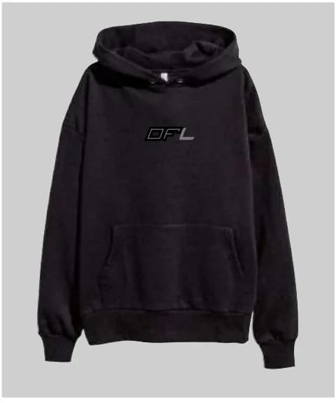 Hoodie hitam DFL berbahan Cotton Fleece