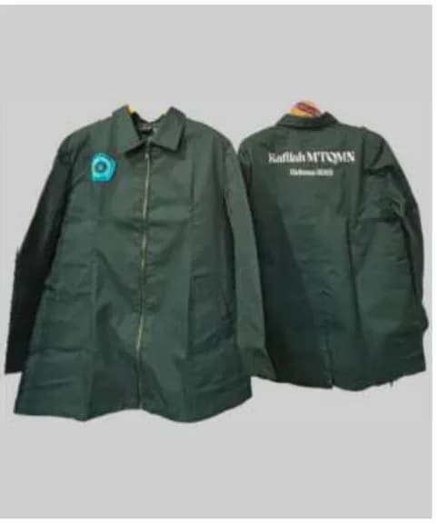 Jaket hijau Kafilah MTQMN berbahan American Drill