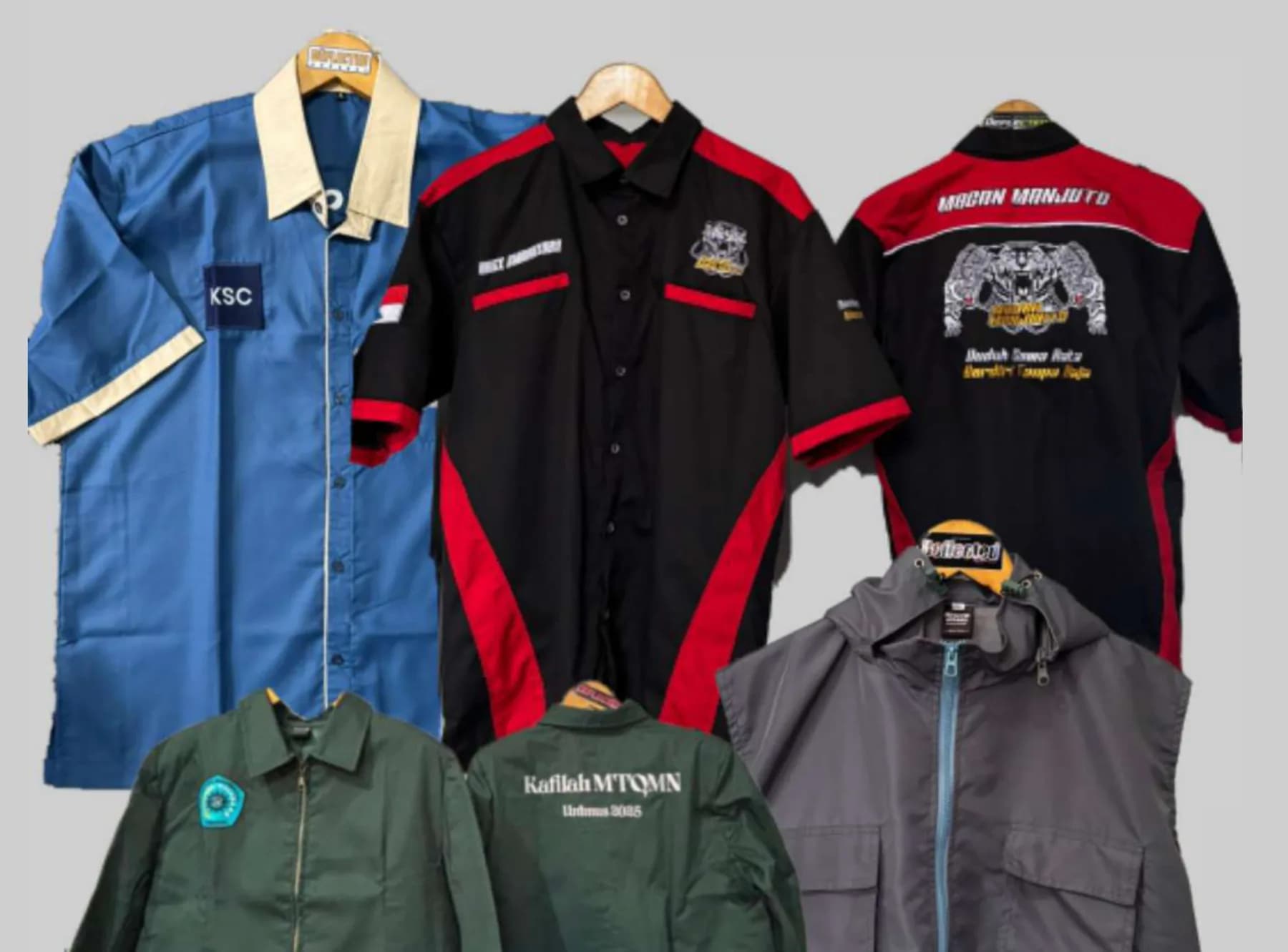 Kemeja, rompi, dan jaket kerja produksi Deflected