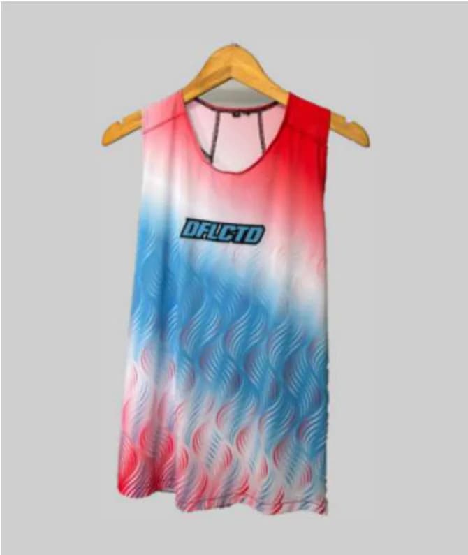 Singlet lari gradasi merah biru DFLCTD berbahan Drifit Running