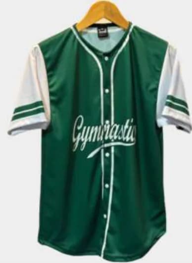Jersey softball hijau putih Gymnastic berbahan Drifit